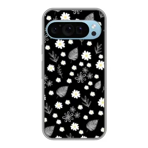 Чехлы с тематикой "ЦВЕТЫ" на Google Pixel 9 (цветение на чорном)