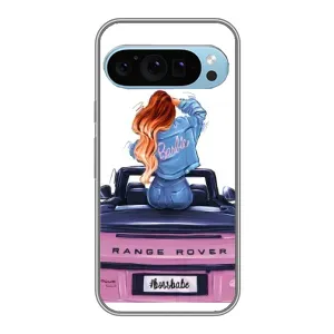 Силиконовый Чехол на Google Pixel 9 с картинкой Стильных Девушек (Девушка на машине)