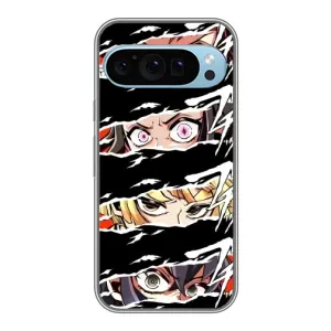 Силиконовые чехлы с глазами Anime для Гугл Пиксель 9 (Глаза на чорном)