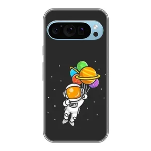 Силиконовый Чехол с принтом "Космонавты" на Google Pixel 9 (Космонавт с шариками)