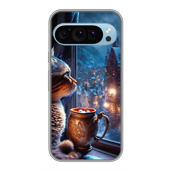 Чехол с рисунком «Кот новогодний» для Google Pixel 9