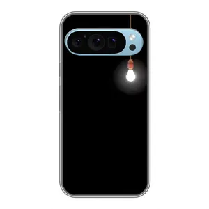 Чехол с картинками на черном фоне для Google Pixel 9 (Лампочка)