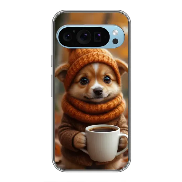 Чехол с рисунком «Собачка с кофе» для Google Pixel 9 Чехол с рисунком «Собачка с кофе» для Google Pixel 9