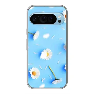 Чехол с Цветами для Google Pixel 9 (ромашки на голубом)