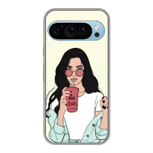 Силиконовый Чехол на Google Pixel 9 с картинкой Стильных Девушек (С напитком)