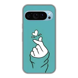 Чехлы (Знак сердечка) на Google Pixel 9 (Сердечко на бирюзовом)