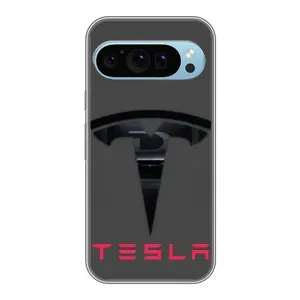 Силиконовый бампер с картинкой машины на Google Pixel 9 (Logo TESLA)