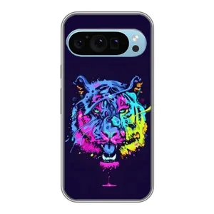 Силиконовый бампер с картинкой животных для Google Pixel 9 (Тигр-Арт)