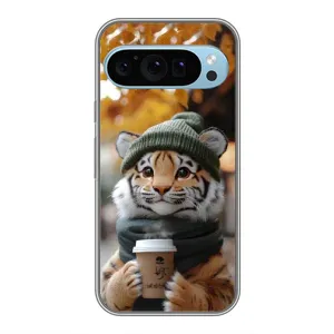 Печатный чехол «Зверята с кофе» для Google Pixel 9 (Тигр с кофе)