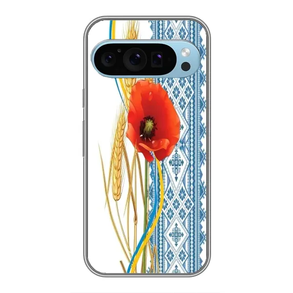 Чехол с рисунком «Вышиванка с цветком» для Google Pixel 9