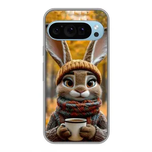 Печатный чехол «Зверята с кофе» для Google Pixel 9 (Зайчик с кофе)