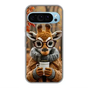 Печатный чехол «Зверята с кофе» для Google Pixel 9 (Жираф с кофе)