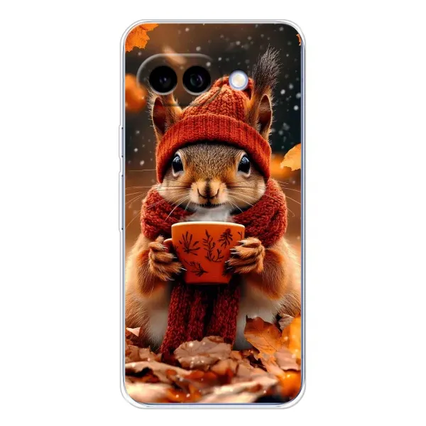 Чехол с рисунком «Белка с кофе» для Google Pixel 9A