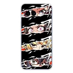 Силиконовые чехлы с глазами Anime для Пиксель 9А (Глаза на чорном)
