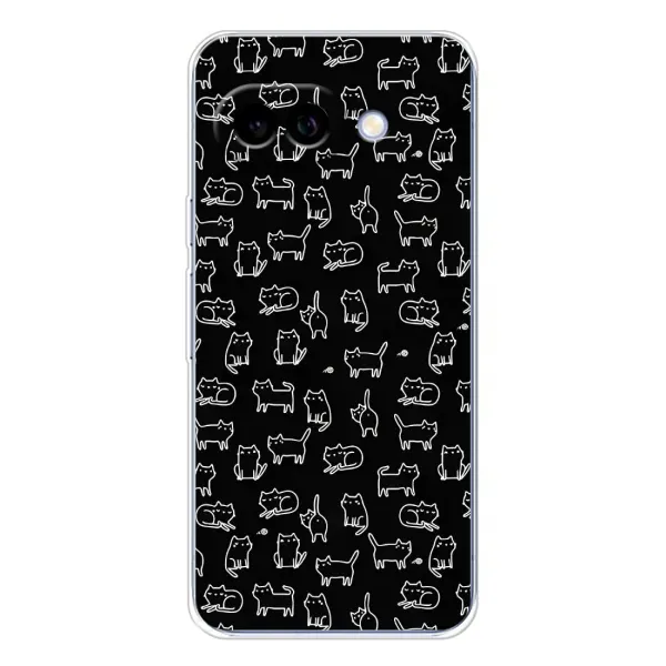 Чехол с рисунком «Котики на черном» для Google Pixel 9A Чехол с рисунком «Котики на черном» для Google Pixel 9A