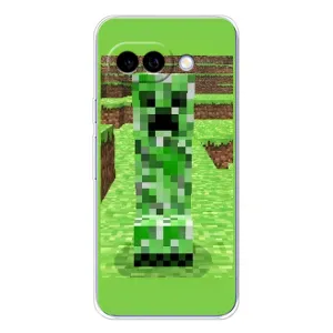 Чехлы для Google Pixel 9A (Персонажи Майн Крафт) (Крипер 2)