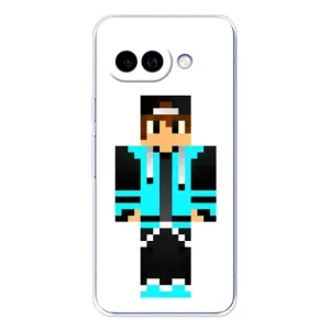 Чехлы для Google Pixel 9A (Персонажи Майн Крафт) (Мальчик в голубом)