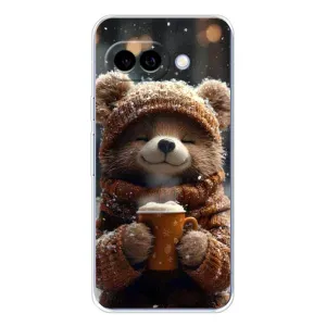 Печатный чехол «Зверята с кофе» для Google Pixel 9A (Медвежонок с кофе)