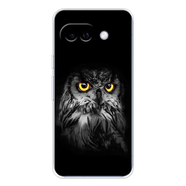 Чехол с рисунком «Сова на чёрном» для Google Pixel 9A Чехол с рисунком «Сова на чёрном» для Google Pixel 9A