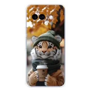 Печатный чехол «Зверята с кофе» для Google Pixel 9A (Тигр с кофе)