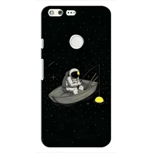 Силиконовый Чехол с принтом "Космонавты" на Google Pixel (Космонавт на рыбалке)