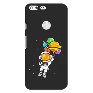 Силиконовый Чехол с принтом "Космонавты" на Google Pixel (Космонавт с шариками)