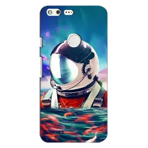 Силиконовый Чехол с принтом "Космонавты" на Google Pixel (Космонавт в воде)