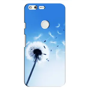 Силиконовый Чехол с одуванчиками на Google Pixel (Одуванчик на голубом)