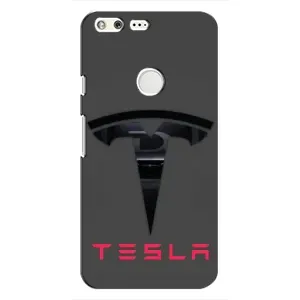 Силиконовый бампер с картинкой машины на Google Pixel (Logo TESLA)