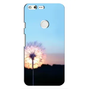 Силиконовый Чехол с одуванчиками на Google Pixel (Закат с одуванчиком)