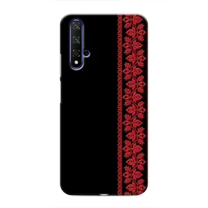 Силиконовый Чехол на Huawei Honor 20 (Красная Вышиванка)