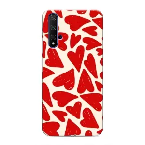 Чехлы с тематикой "Маленькие Сердечки" на Huawei Honor 20 (Красные сердечка)