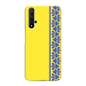 Силиконовый Чехол на Huawei Honor 20 (Вышиванка на желтом)