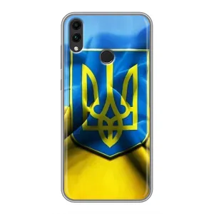 Чехол с картинкой (Патриотический ГЕРБ) на Huawei Honor 8C (Герб и Флаг Украины)