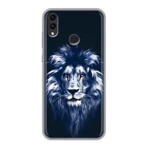 Чехол с картинкой на Huawei Honor 8C (Лев - синий)
