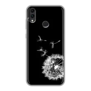Силиконовый Чехол с одуванчиками на Huawei Honor 8C (Одуванчик на чёрном)
