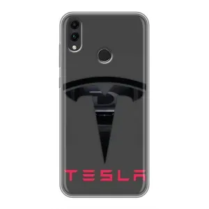Силіконовий бампер з картинкою машини на Huawei Honor 8C (Logo TESLA)
