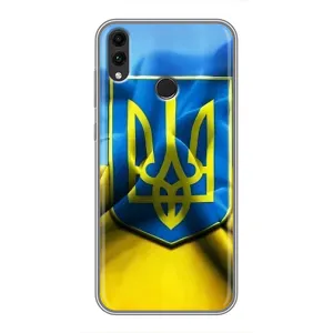 Чехол с картинкой (Патриотический ГЕРБ) на Huawei Honor 8X Max (Герб и Флаг Украины)