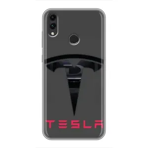 Силиконовый бампер с картинкой машины на Huawei Honor 8X Max (Logo TESLA)