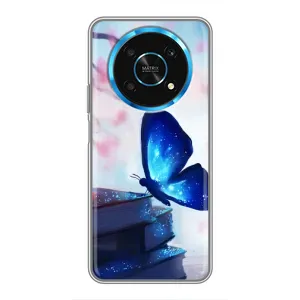 Силиконовый бампер с картинкой животных для Huawei Honor Magic 5 Lite 5G (Бабочка синяя)