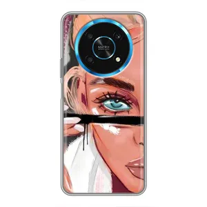 Силиконовый Чехол на Huawei Honor Magic 5 Lite 5G с картинкой Стильных Девушек (Девушка и ресницы)