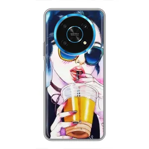 Чехол с картинкой Модные Девчонки Huawei Honor Magic 5 Lite 5G (Девушка с коктейлем)