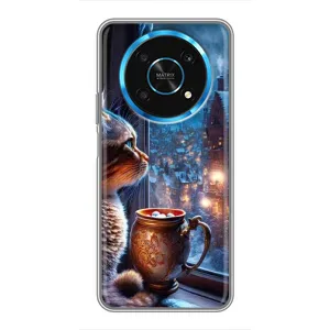 Чехлы на Новый Год Huawei Honor Magic 5 Lite 5G (Кот новогодний)