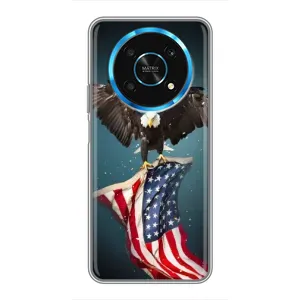 Чехол Флаг USA для Huawei Honor Magic 5 Lite 5G (Орел и флаг)
