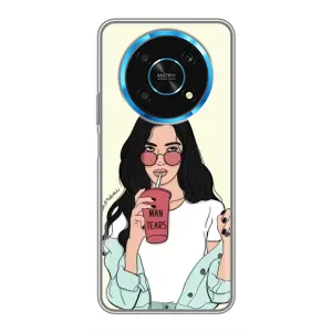 Силиконовый Чехол на Huawei Honor Magic 5 Lite 5G с картинкой Стильных Девушек (С напитком)