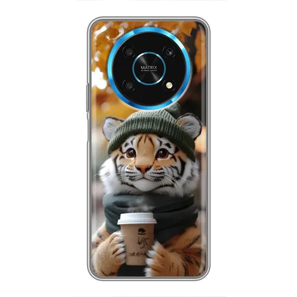 Чехол с рисунком «Тигр с кофе» для Huawei Honor Magic 5 Lite 5G Чехол с рисунком «Тигр с кофе» для Huawei Honor Magic 5 Lite 5G