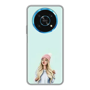 Силиконовый Чехол на Huawei Honor Magic 5 Lite 5G с картинкой Стильных Девушек (В шапке)