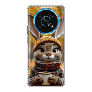 Печатный чехол «Зверята с кофе» для Huawei Honor Magic 5 Lite 5G (Зайчик с кофе)