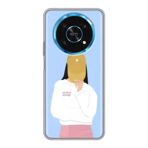 Силиконовый Чехол на Huawei Honor Magic 5 Lite 5G с картинкой Стильных Девушек (Желтая кепка)