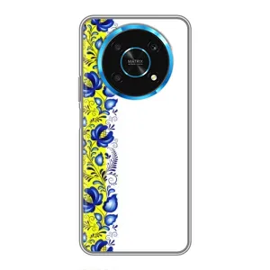 Силиконовый Чехол на Huawei Honor Magic 5 Lite 5G с картинкой Вышиванки (Желто-синяя вышиванка)